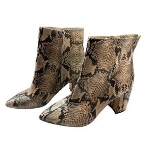 Sam Edelman Petty Block Heel Ankle‎ Boots Snake Print Faux Leather Zip Size 9